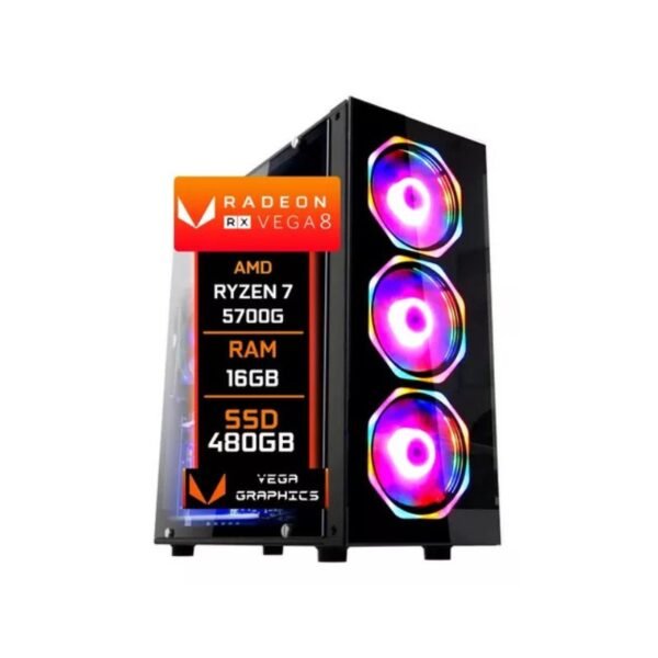 Pc Gamer Fácil Ryzen 7 5700g Vega 8 Ssd 480gb 16gb Ddr4 500w Parcelamento sem juros